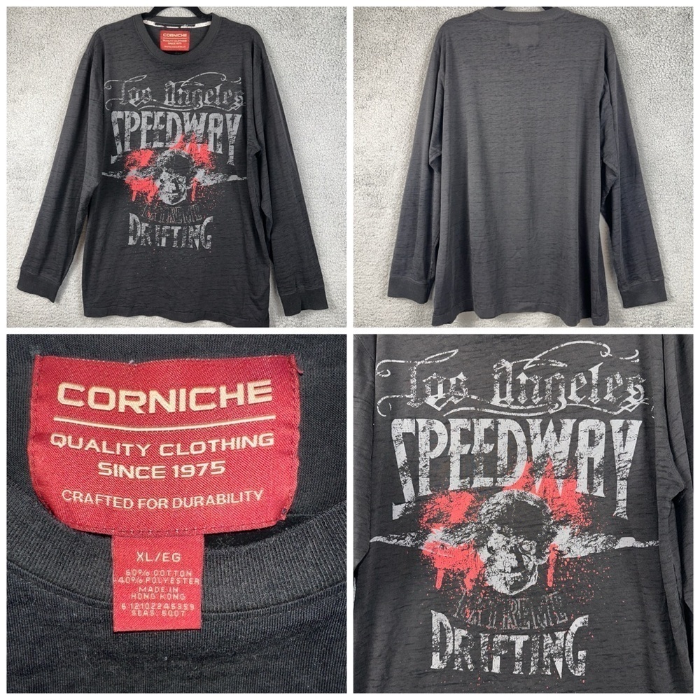 Corniche Shirt Mens XL Black Vintage Los Angeles Speedway Extreme Drifting Tee
